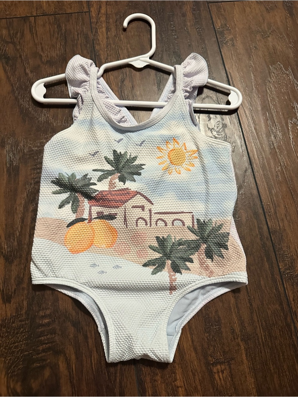 H&M Light Blue Tropical Print Girls' One-Piece Swimsuit